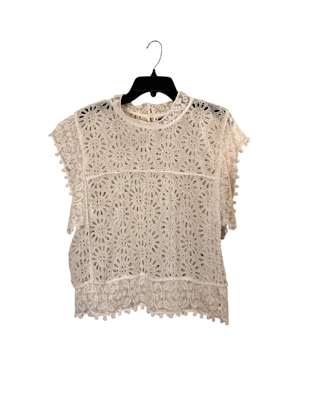Isabel Marant Women’s White Eyelet Lace Short Sleeve Top sz L